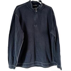 Tommy Bahama 1/4 Zip Sweater Stand Collar Pullover Navy Blue XLarge